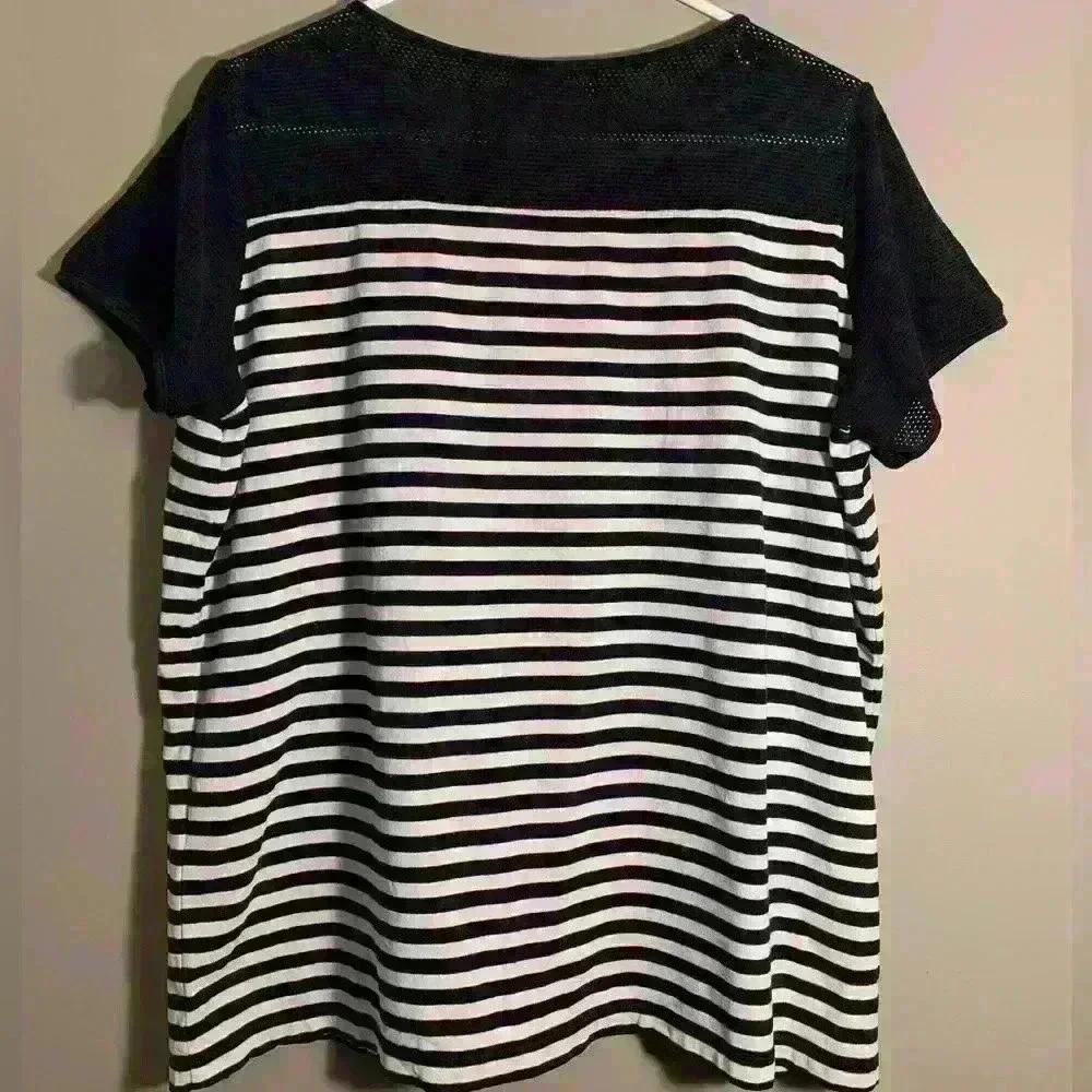 Lauren Ralph Lauren striped top size L with mesh short sleeves - Picture 4 of 4